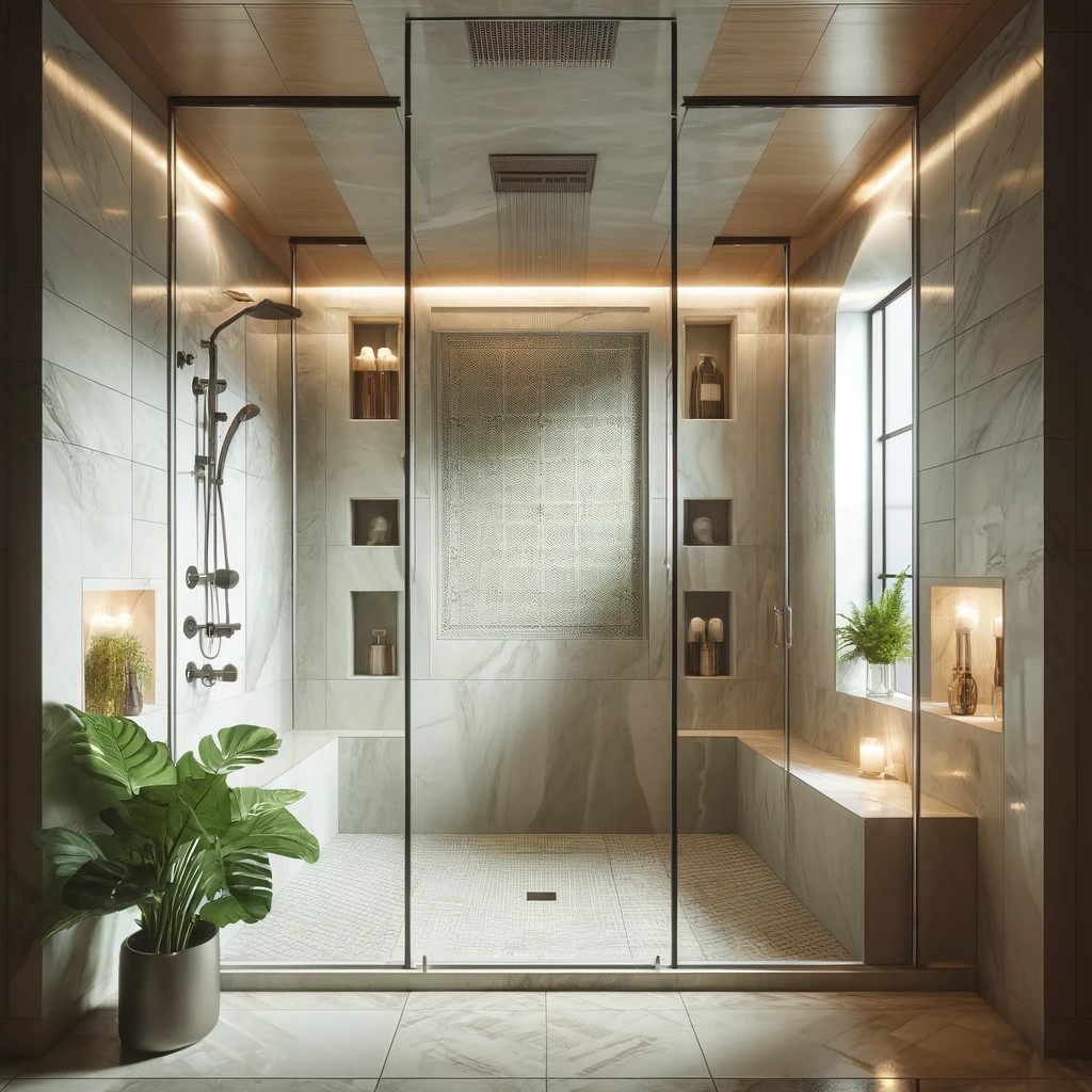 Spacious walk-in showers