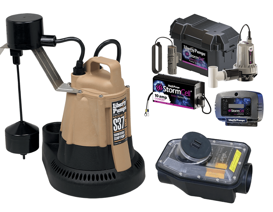 Complete flood protection system with sump pump, battery backup, and backwater valve