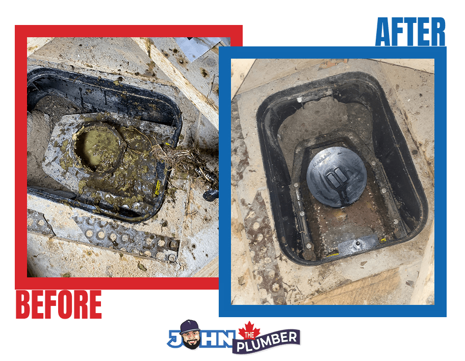 Before and after backwater valve repair in Ottawa by John The Plumber and Drain Cleaning