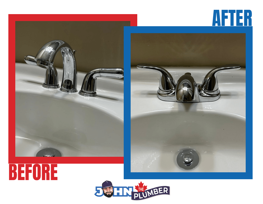 Bathroom faucet replacement before and after in Ottawa