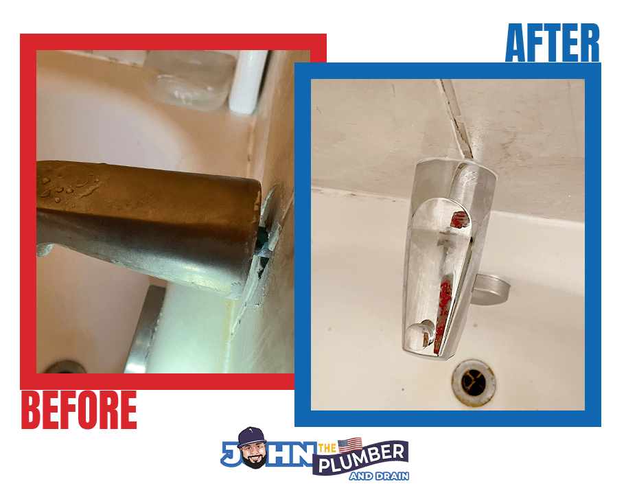 Before and after bathtub faucet repair in Ottawa