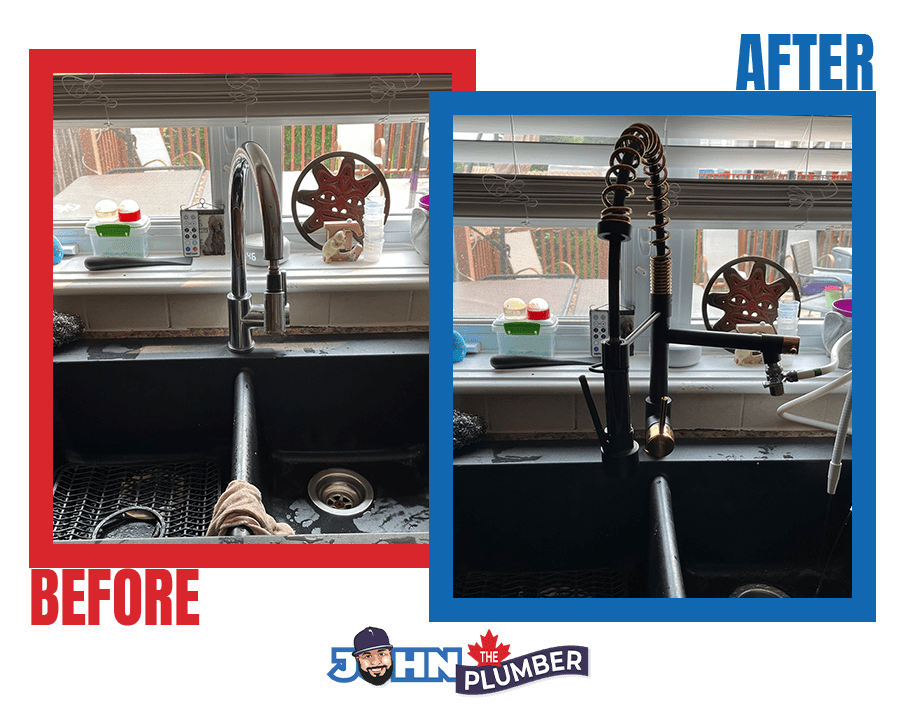 before and after faucet replacement