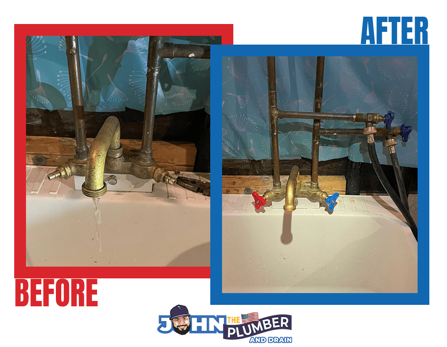 Before and after laundry faucet repair in Ottawa
