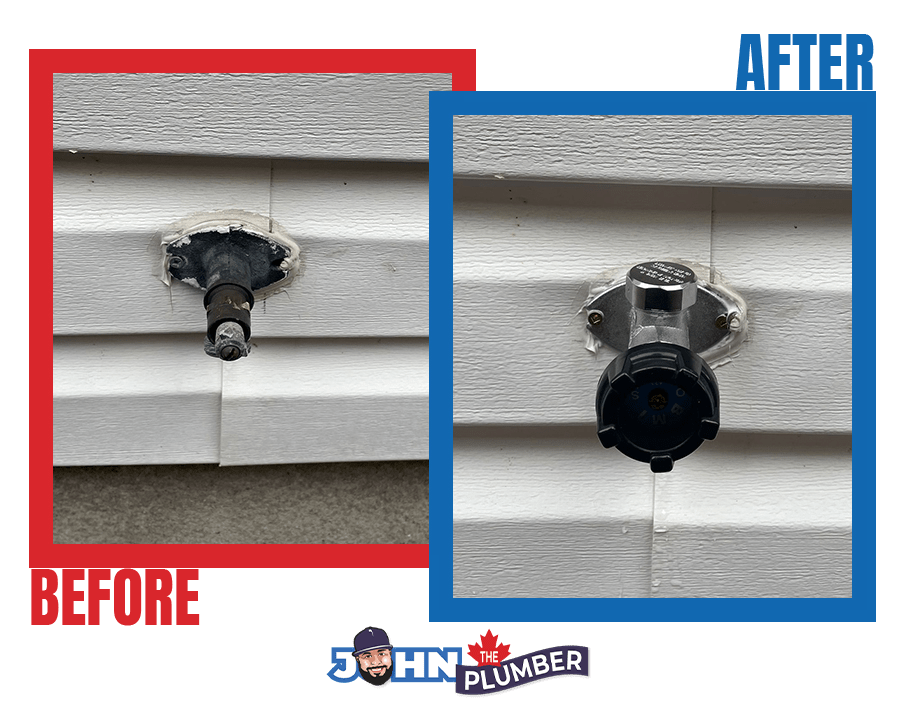 Before and after outdoor faucet repair in Ottawa