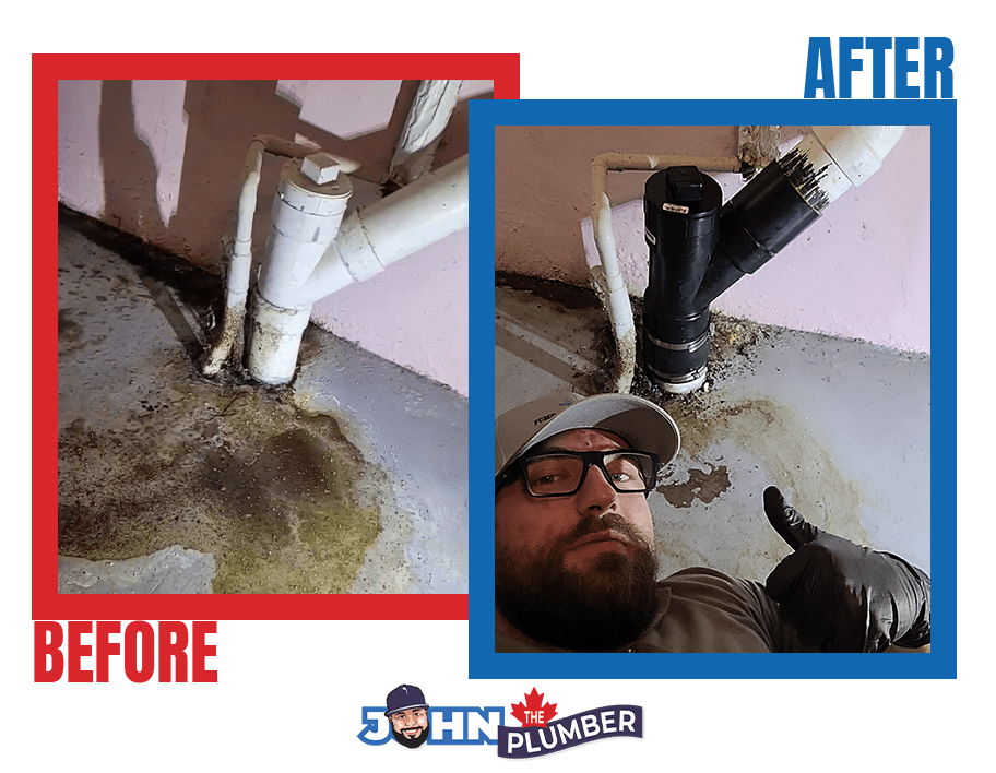 Before and after stack leak repair in Vaughan