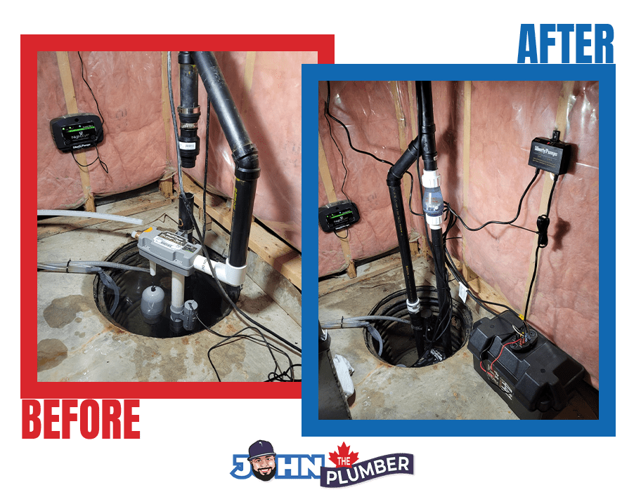 Before and after sump pump work