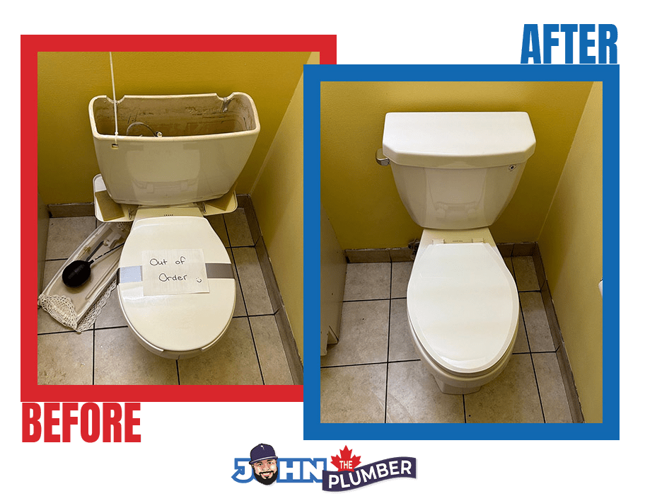 Before and after toilet replacement in Ottawa