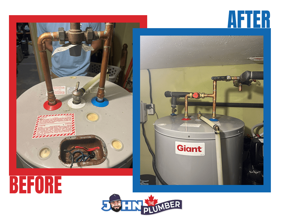 before and after water heater