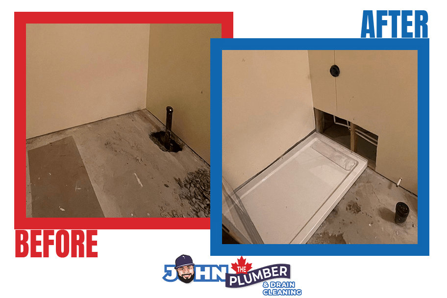 Before and after plumbing rough-in project completed by John The Plumber in Ottawa