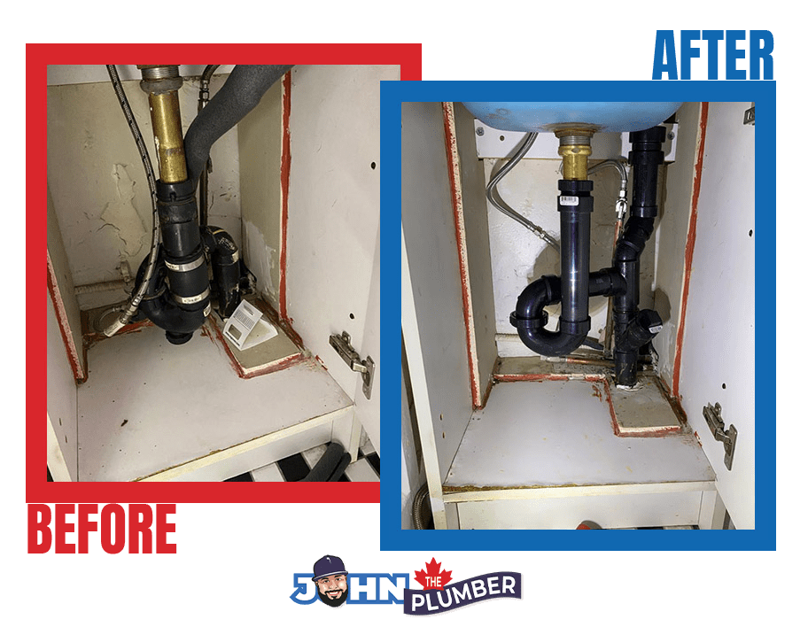 Before and after drain replacement project in Ottawa