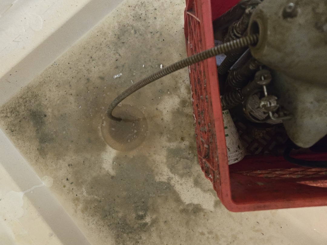 Severely backed-up shower drain requiring emergency drain cleaning in Ottawa