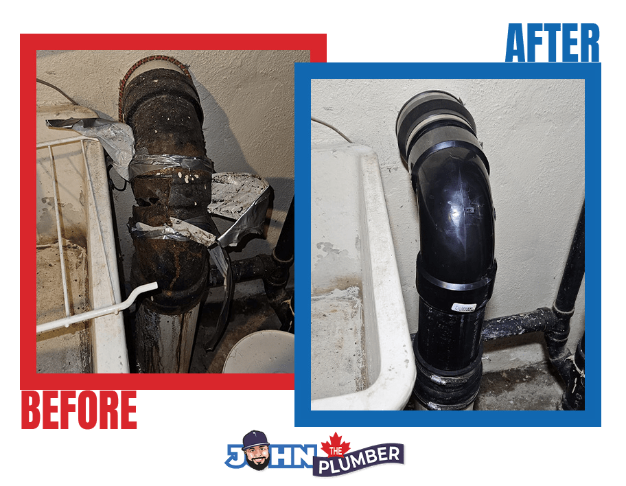 Before and after pipe repair in Ottawa