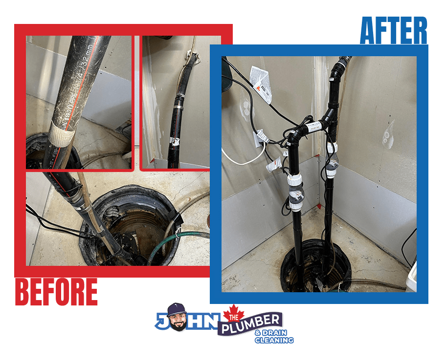 Before and after sump pump service in Ottawa