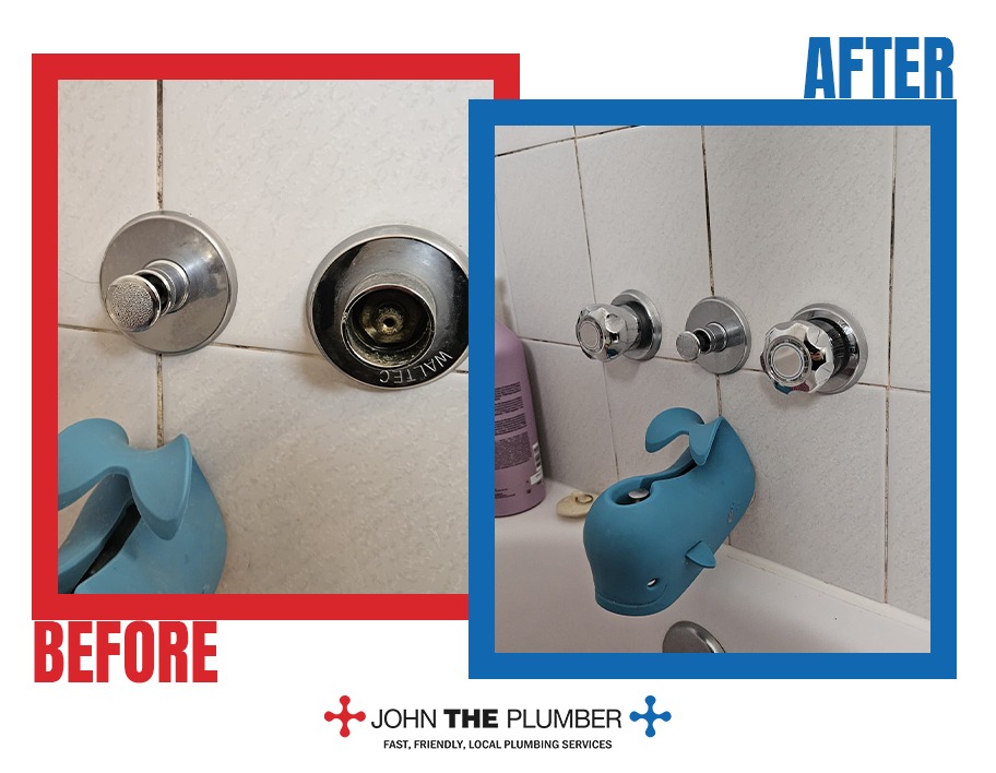 before and after bathroom shower faucet repair
