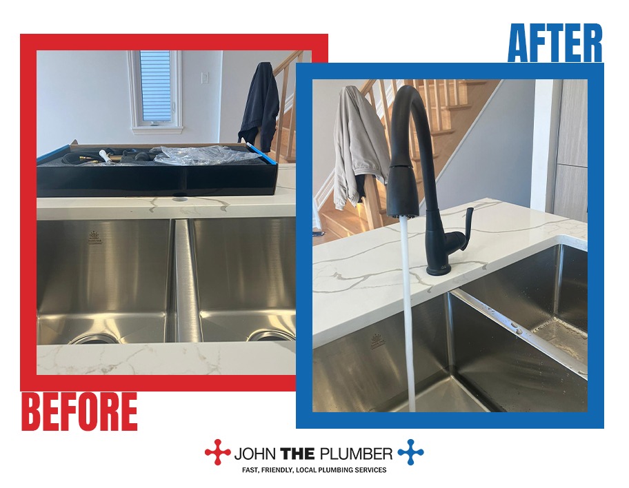 before and after kitchen faucet installation