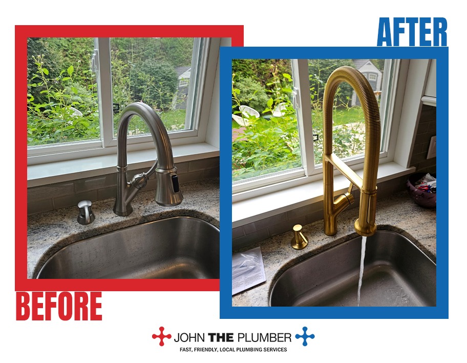 before and after kitchen faucet replacement