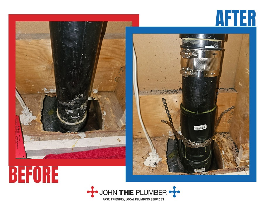 before and after plumbing stack repair ottawa