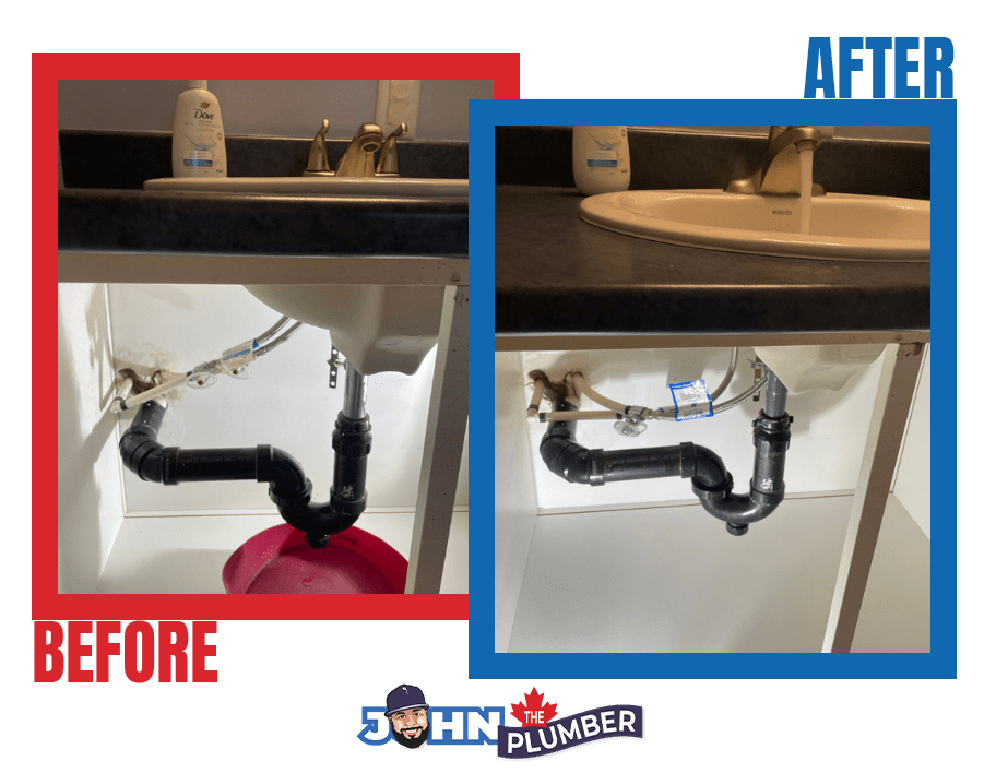 before and after emergency pipe repair