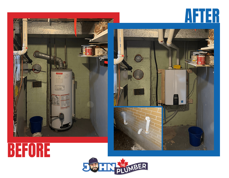 before and after tankless water heater installation toronto