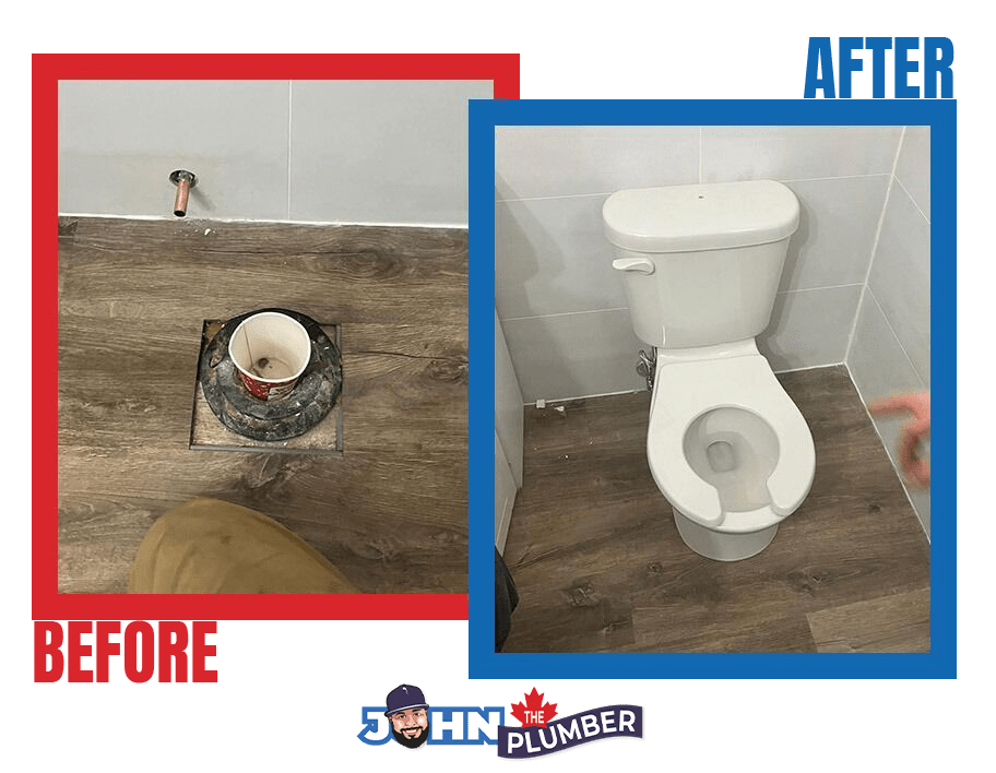 Toilet installation, before and after, by John The Plumber