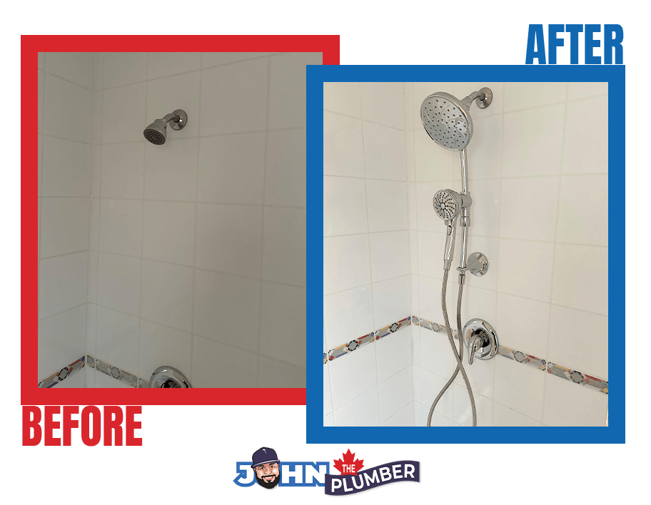 Toronto Plumber before and after shower fixture replacement upgrade