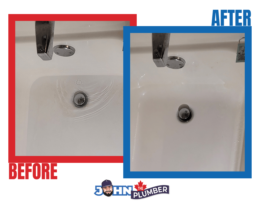 before and after clogged shower bathtub drain cleaning guelph