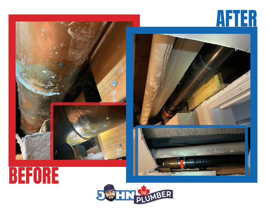 before and after drain replacement downtown toronto