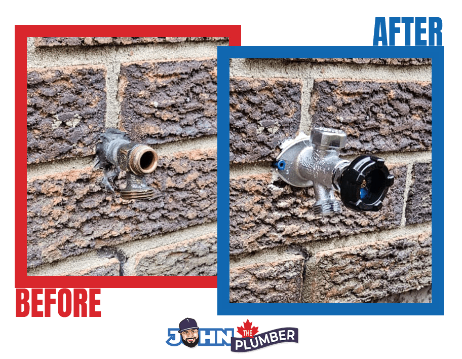 before and after outdoor faucet replacement downtown toronto