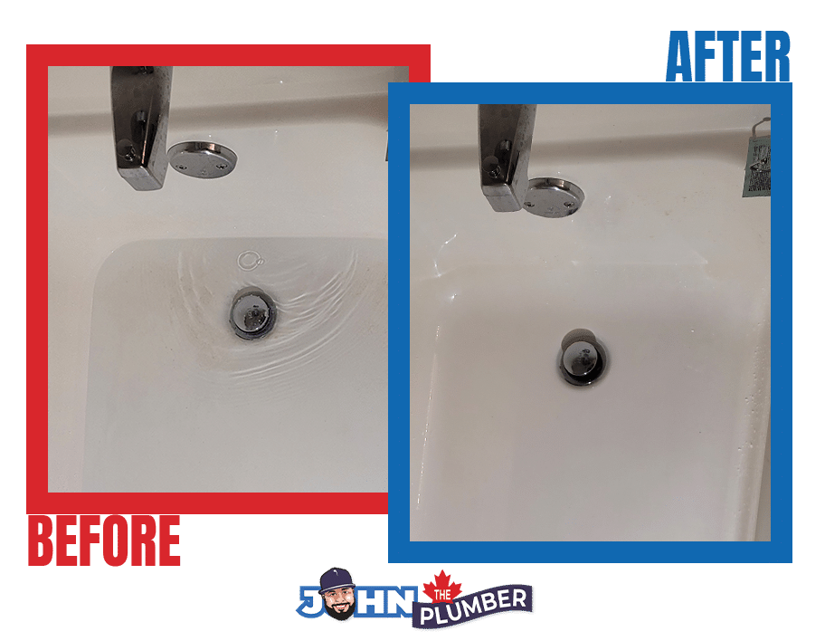 Before and after bathtub and shower drain cleaning in Hamilton