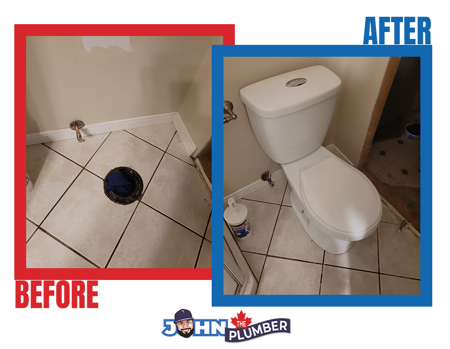 Before and after toilet installation