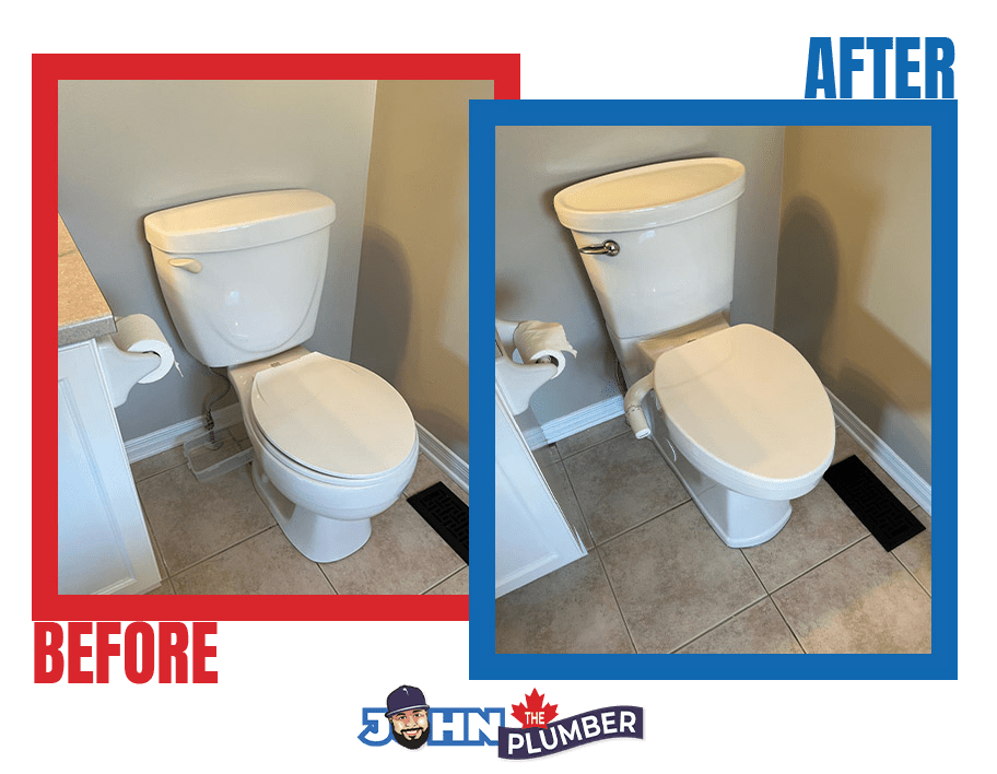 Toilet installation with bidet attachment