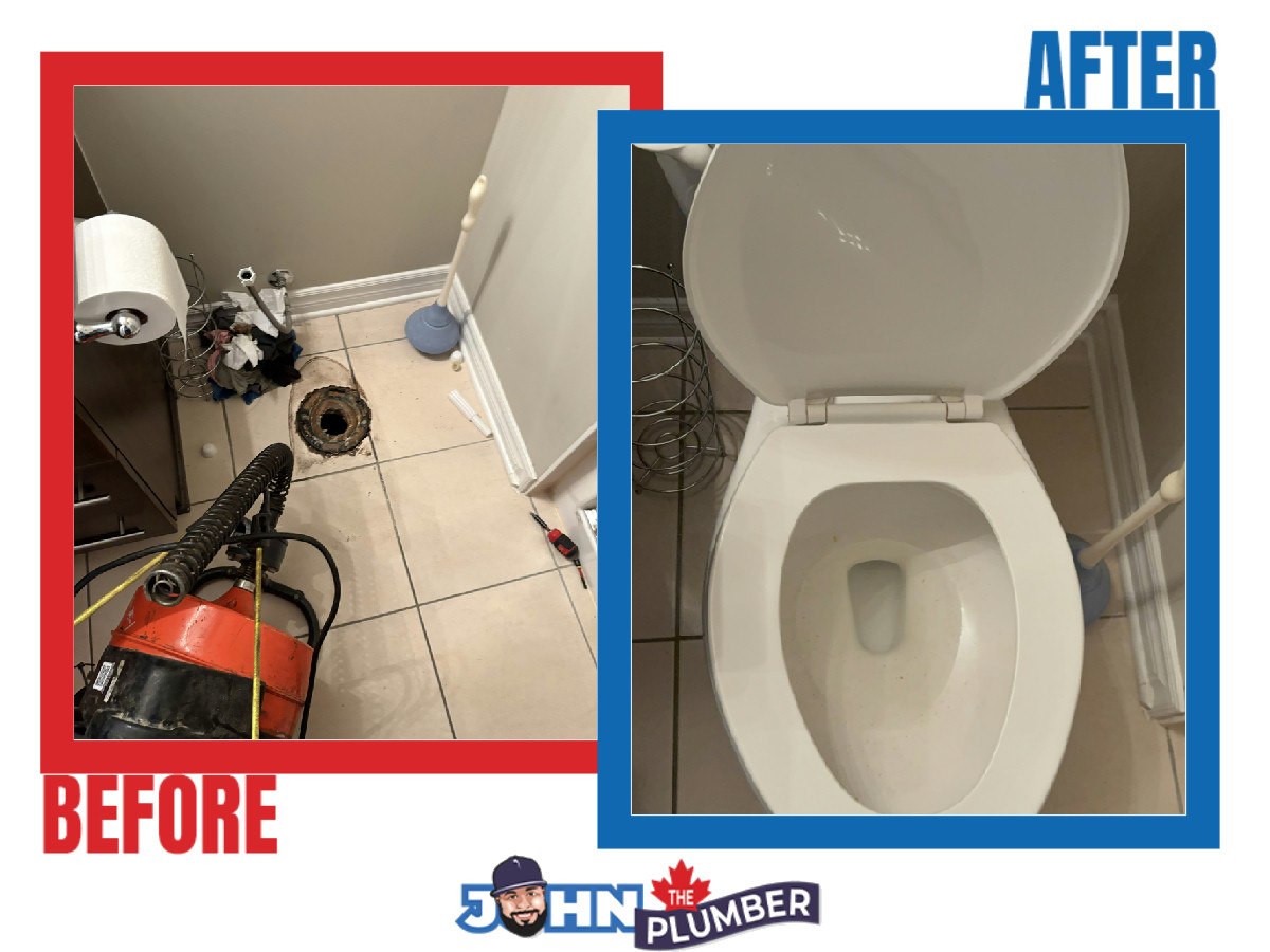 Toilet removed during drain clearance and reinstalled at a Strandherd-area home in Barrhaven