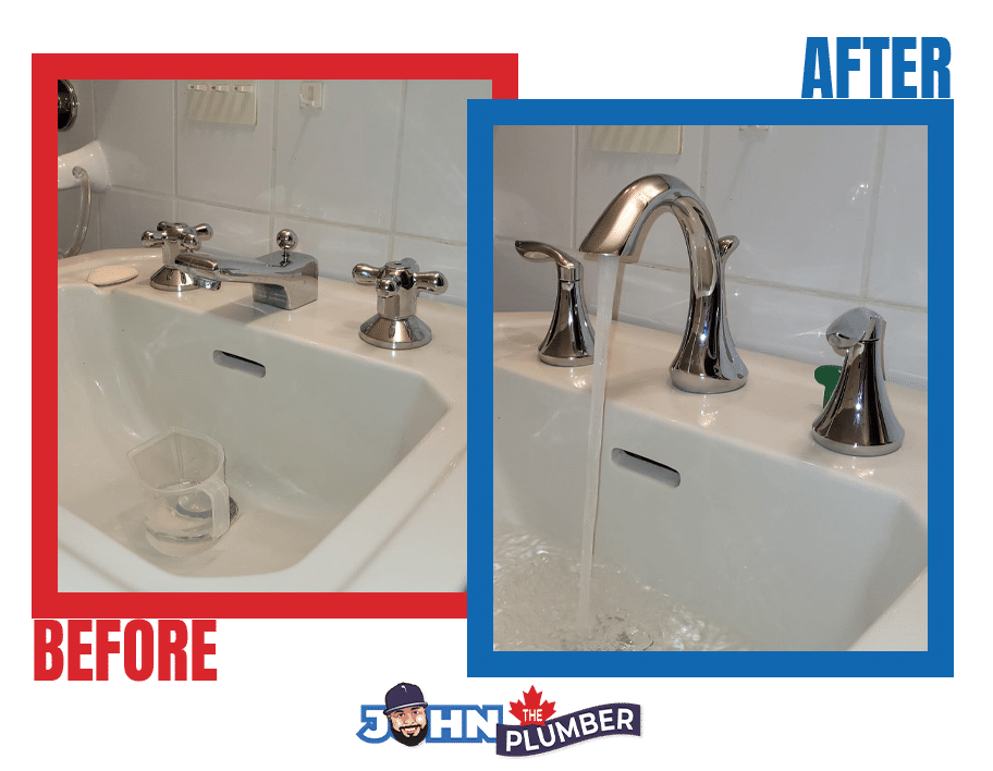 Bathroom sink faucet replacement installation in Niagara Falls