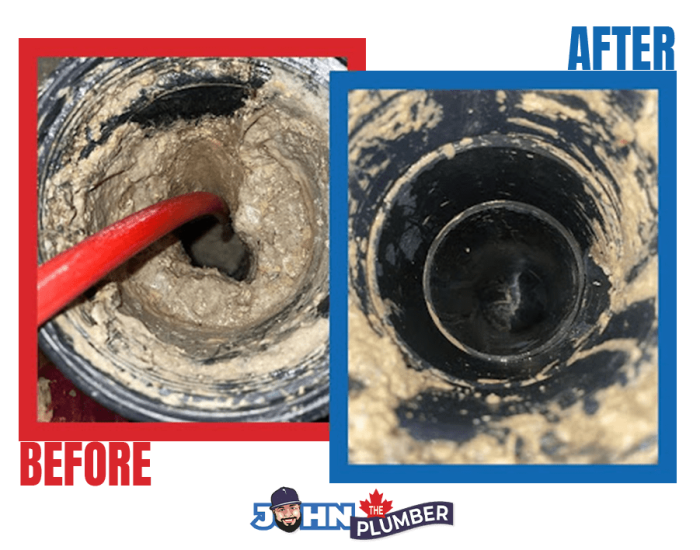 Drain Cleaning Waterloo before and after